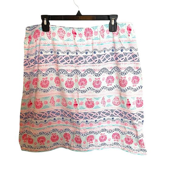 Talbots Cotton Skirt XL Printed Seashell Preppy Pickleball Travel Resort - Picture 1 of 8